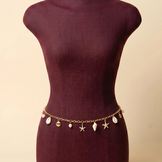 Sirène d'Or — Chaîne de Taille Coquillages Étoile de Mer | Auraya